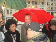 Volker Schlöndorff jokes with Isioma Laborde-Edozien and Stellan Skarsgård